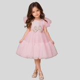 Puff Sleeves And Ruffle Hem Fancy Dress