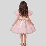 Puff Sleeves And Ruffle Hem Fancy Dress