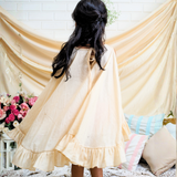 Cotton Woven Sleeveless Ruffled Dress  With Pink Bow And Shorts