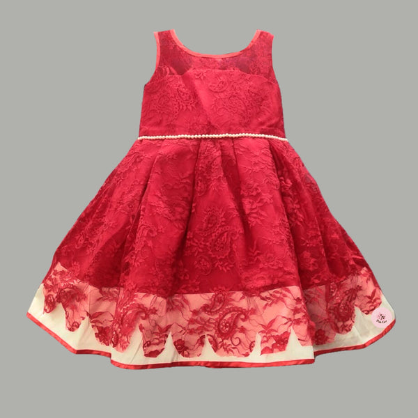 RED LACE DRESS WITH PEARL LINE ATTACHED