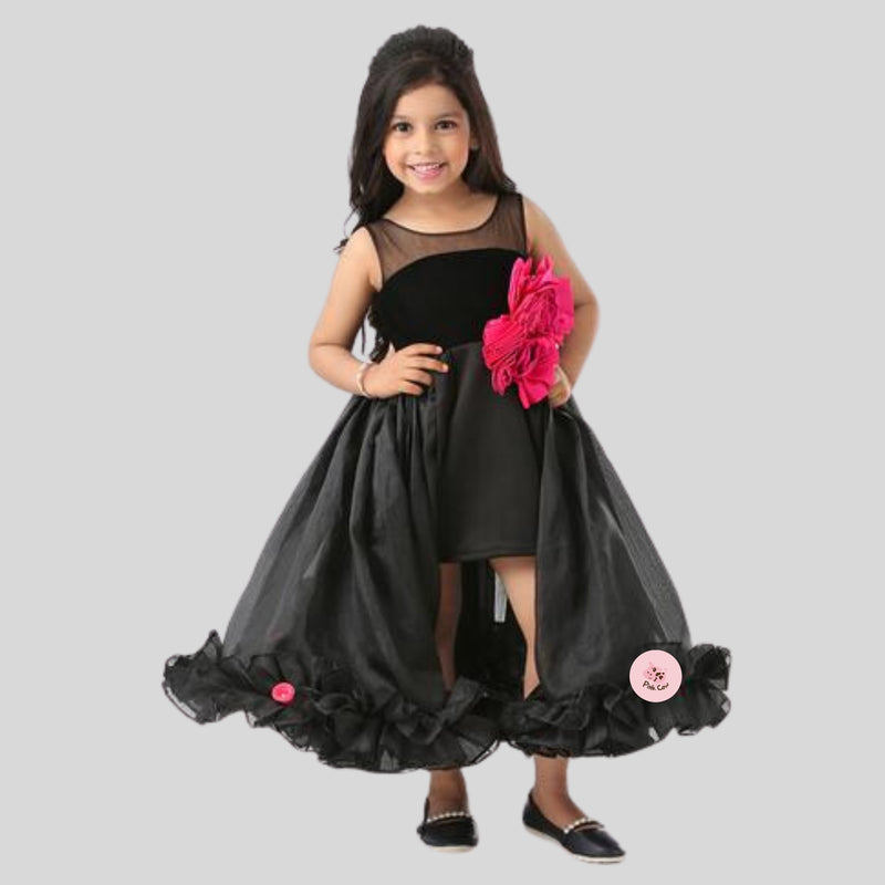 TWIRL AND WHIRL BLACK ASYMMETRICAL GOWN