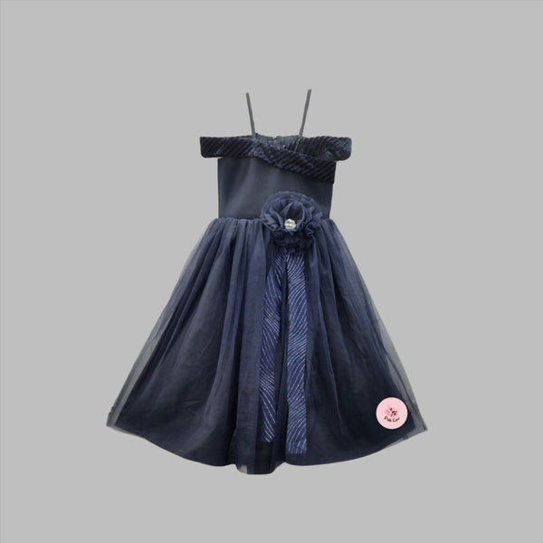 Dreamt Midnight Blue Off-Shoulder Gown