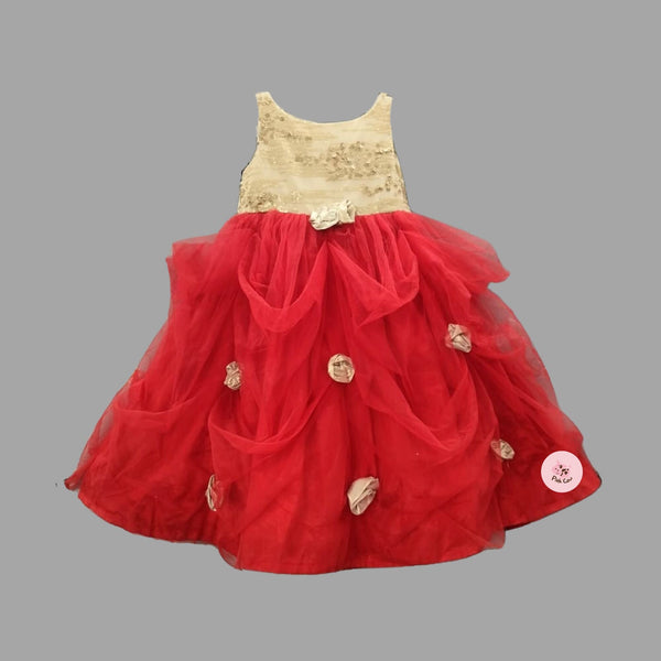 TINY TOTS DRAPED RED GOWN