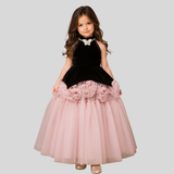 Butterfly Bloom Party Gown – Blush, Yellow & Hot Pink