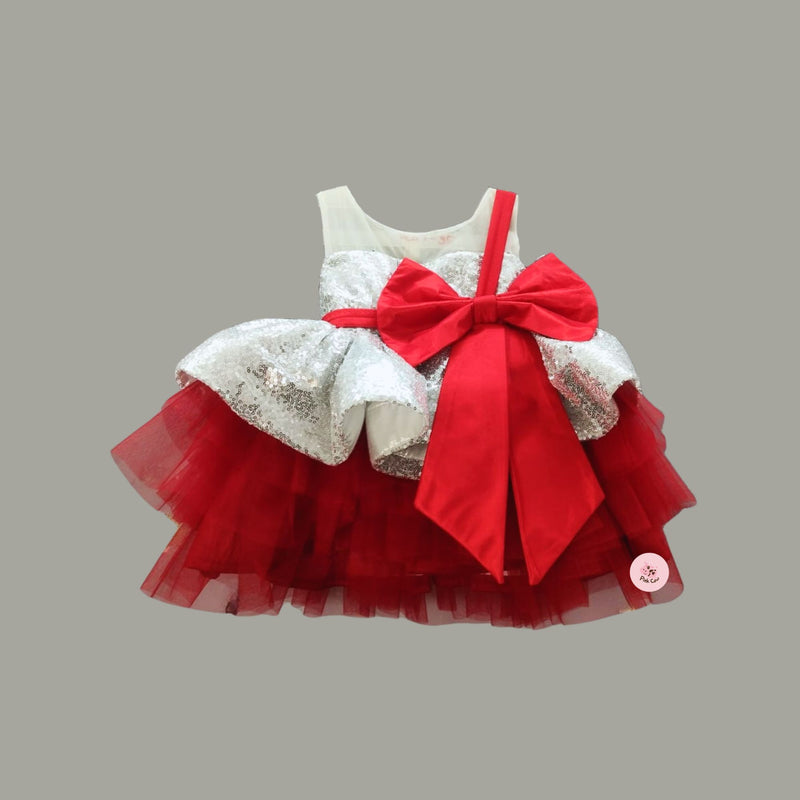 WONDERLAND SEQUENCE DRESS WITH EMBELLISHED BOW