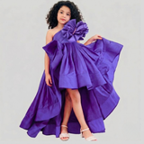 Lavender silk ruffled gown