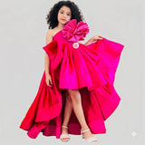Pink silk ruffled gown