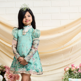 Chanderi Woven Full Sleeves Multi-colour Floral Printed Dress