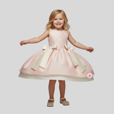 Sophisticated Pink satin Dress with Pearl Embellishments