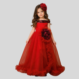 Long short Red frill gown