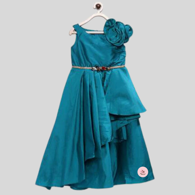 COMFY POPPY TEAL SILK GOWN