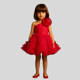 Swirly One Shoulder RED Dress