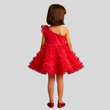 Swirly One Shoulder RED Dress