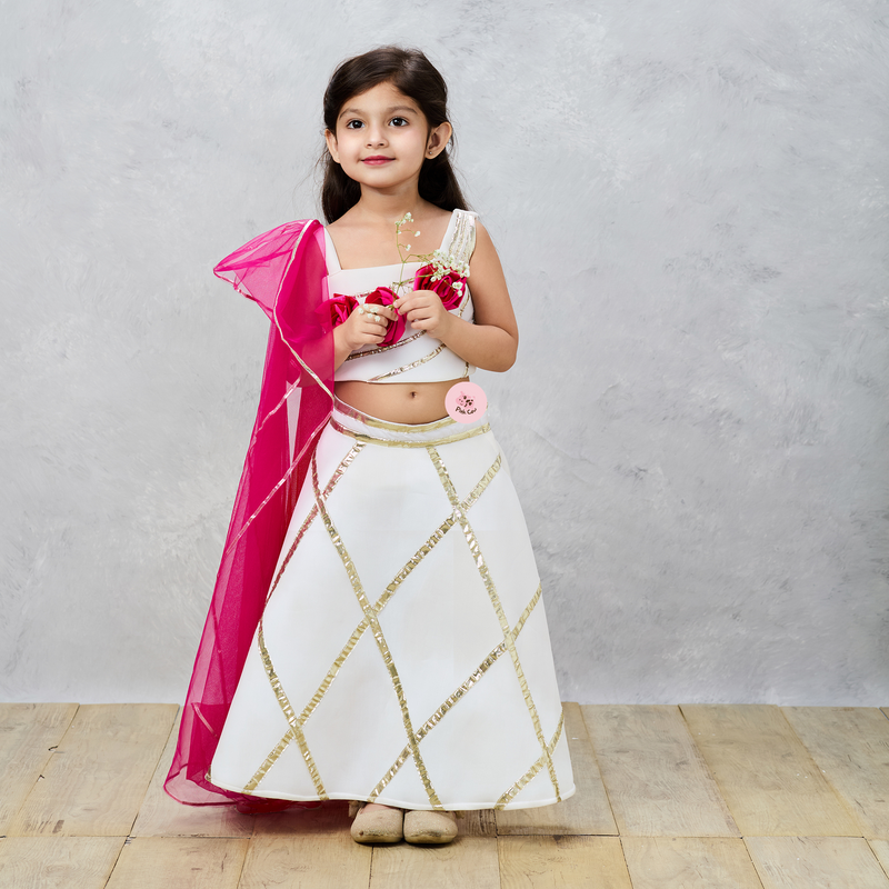 Ethereal Elegance White Neoprene Ghaghra Choli