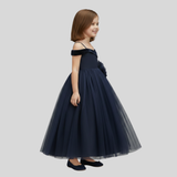 Dreamt Midnight Blue Off-Shoulder Gown