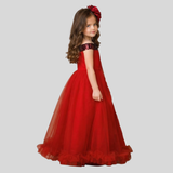 Long short Red frill gown