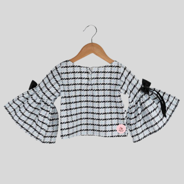 Checks Printed Top With Bow Detailing