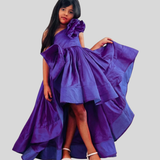 Lavender silk ruffled gown