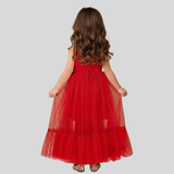 Mini me Red Sequenced Asymmetrical Gown
