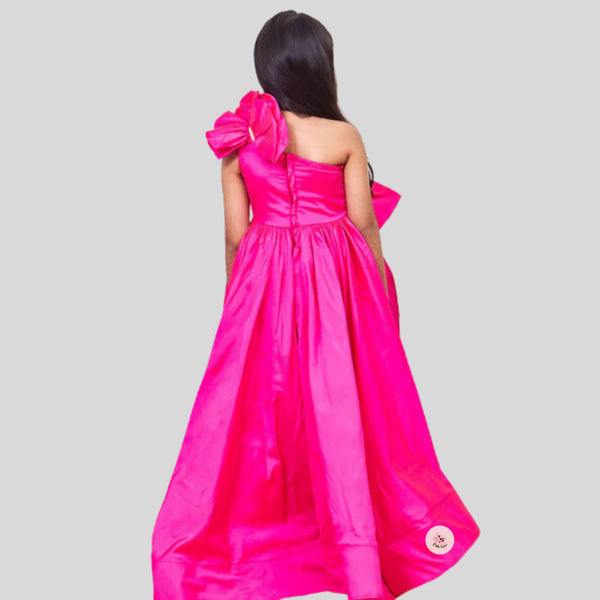 Pink silk ruffled gown