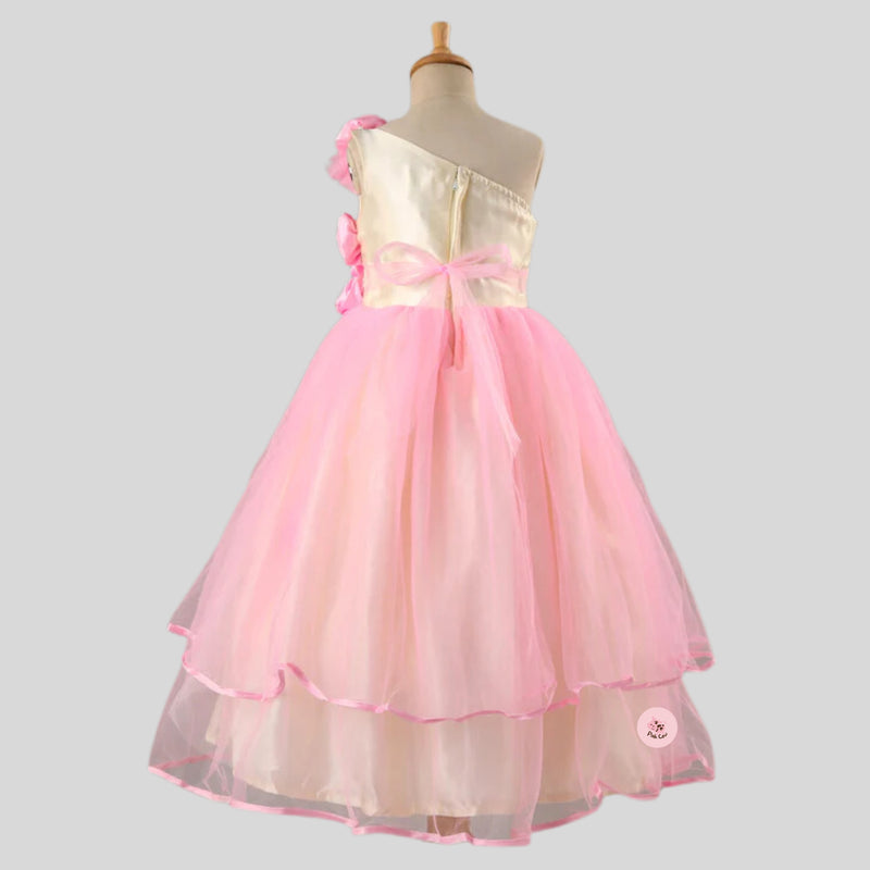 Doll wear out Pink Net Frill Gown