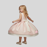 Sophisticated Pink satin Dress with Pearl Embellishments