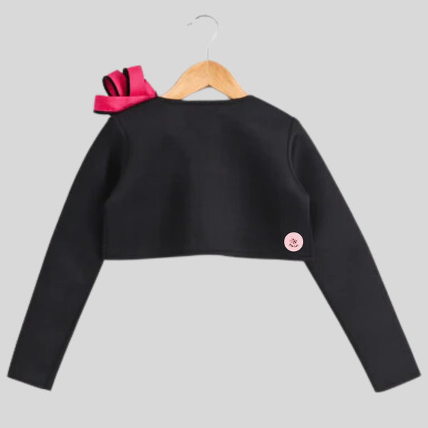 Black Party Shrug with pink bow