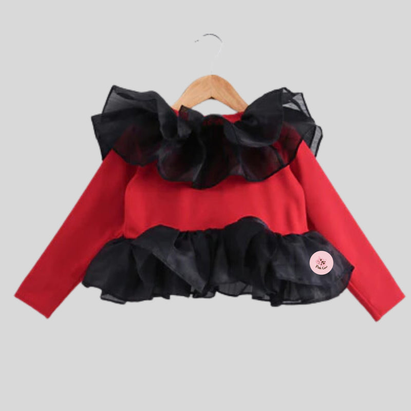 Red And Black Frilly Shrug