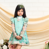 Chanderi Woven Full Sleeves Multi-colour Floral Printed Dress