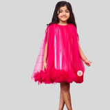 Hot Pink pompom flared dress