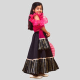 Hot Pink Organza ghaghra choli