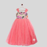 Mini me Floral gown in peach