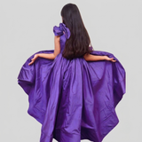 Lavender silk ruffled gown