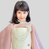 Mini me ghaghra choli in quilted cream silk