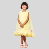Yellow pompom flared dress