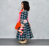 "Traditional Jaipuri Ghagra Choli with Digital Tile Print With Stylish Net Dupatta