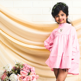 Cotton Woven Full Sleeves heart embroidered lace on Dress Chest