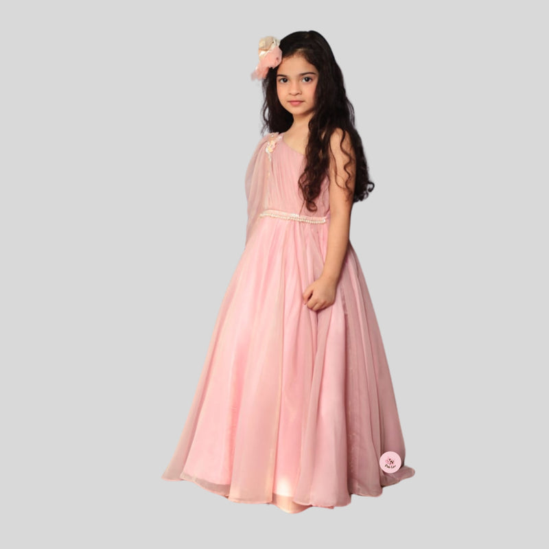 HELLO KITTY OLD ROSE ORGANZA GOWN Pinkcow Designs Private Limited HELLO KITTY OLD ROSE ORGANZA GOWN Pinkcow Designs Private Limited
