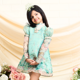 Chanderi Woven Full Sleeves Multi-colour Floral Printed Dress