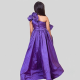 Lavender silk ruffled gown