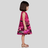 Charming Hot Pink Floral Dress Featuring a Leopard Print and Butterfly Motifs