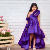 Lavender silk ruffled gown