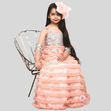 Dolls wear out Peach Frilled Gown