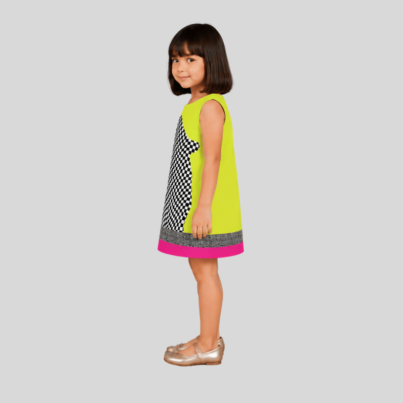 pink and lime green dress Charming Featuring a Bold Checkered Panther Print Hem 9-10 years / Lime Green Stephanie silk tulle corset 018+122 Look PC DRS 3320 Made Color:Ht Charcoal Stripe