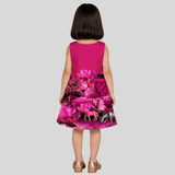 Charming Hot Pink Floral Dress Featuring a Leopard Print and Butterfly Motifs