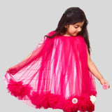 Hot Pink pompom flared dress