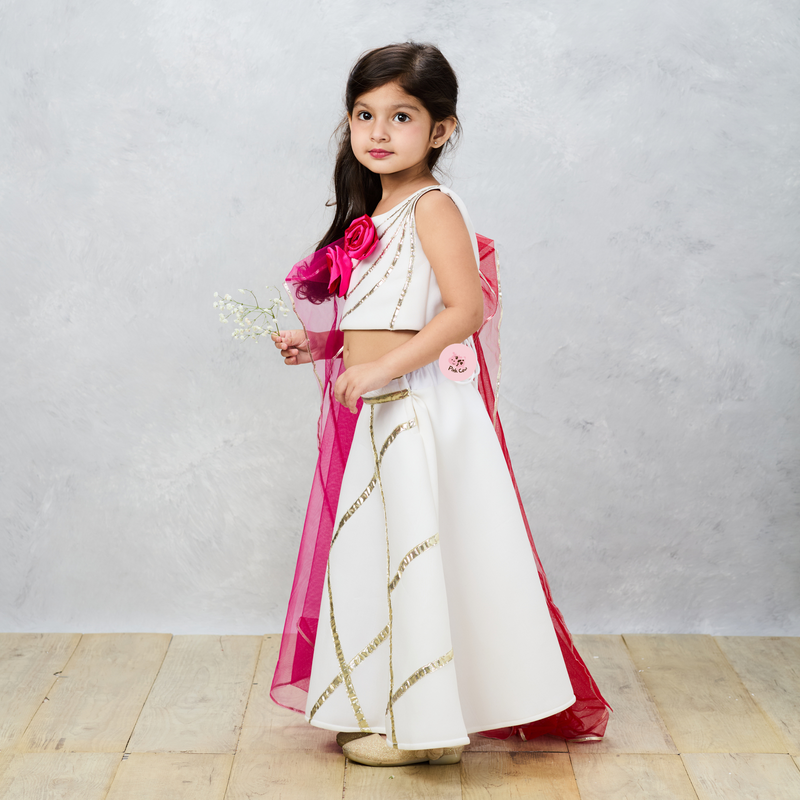 Ethereal Elegance White Neoprene Ghaghra Choli