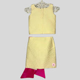 Quilted silk appliquéd top skirt