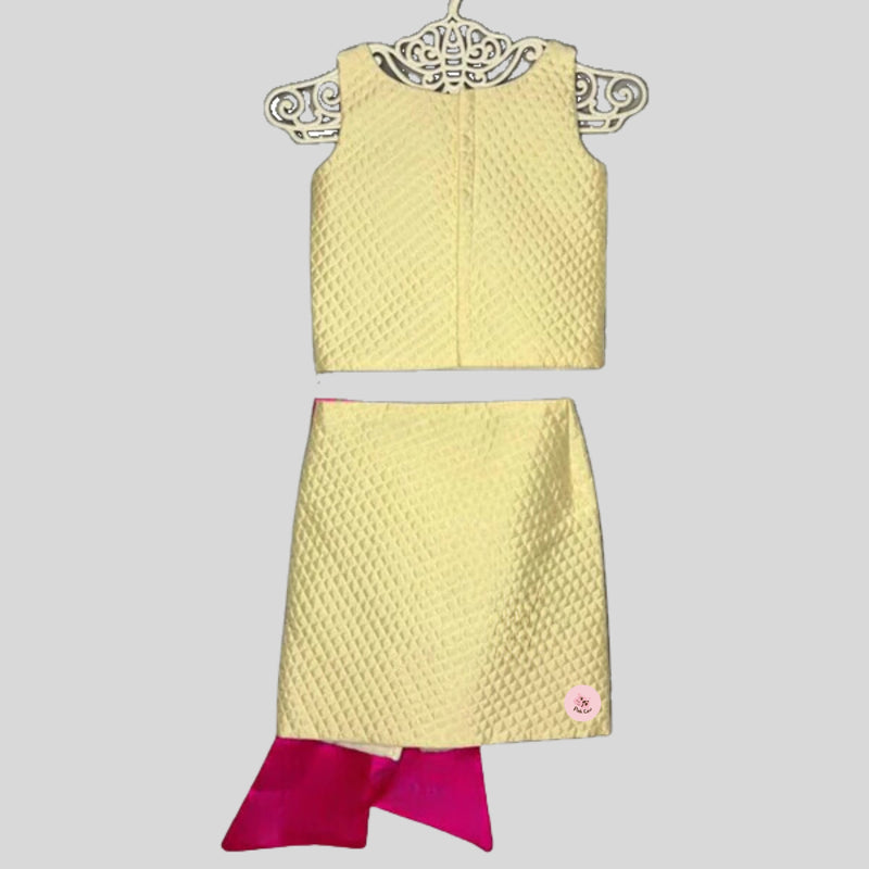 Quilted silk appliquéd top skirt