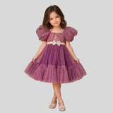 Puff Sleeves And Ruffle Hem Fancy Dress